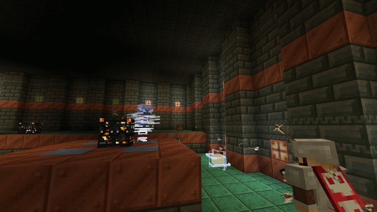 Image of Minecraft 1.21's The Breeze mob in Trial Chambers.
