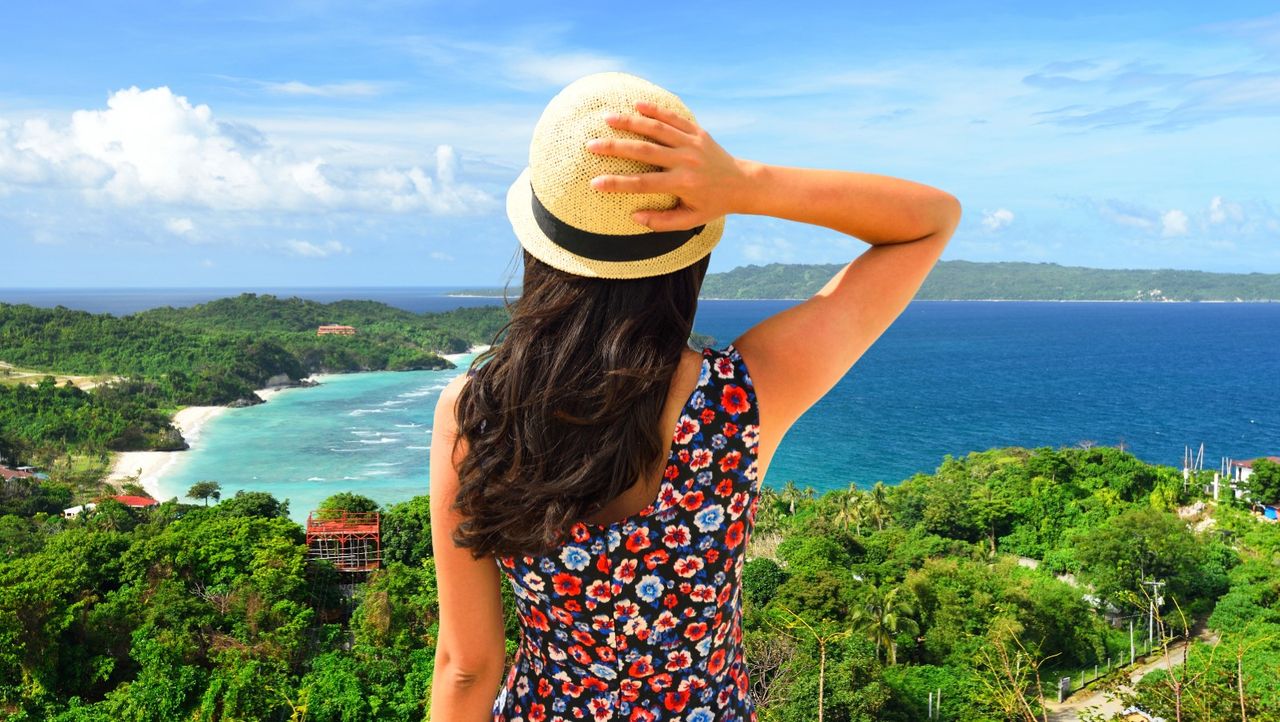 Boracay scenary view from Luho Mountain - stock photo