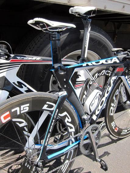 The unique seatmast of Skil-Shimano's made-by-Lapierre Koga time trial machines bolt on to the chassis.