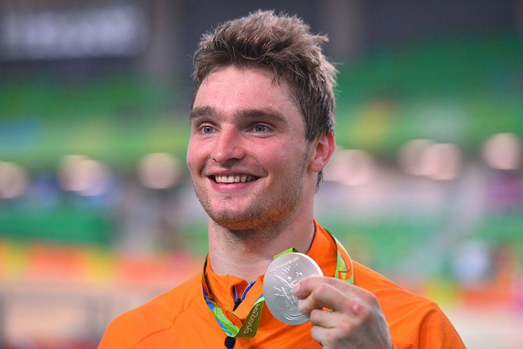 Matthijs Buchli (Netherlands) on the Keirin podium