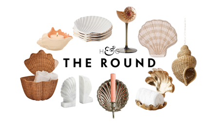 an assortment of home decor in shell motifs
