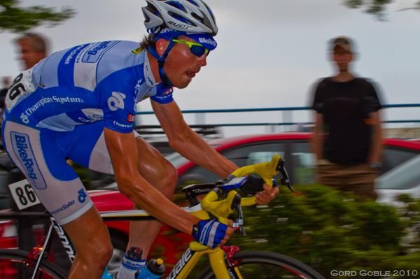 BikeReg.com's William Goodfellow hurtles along White Rock's waterfront drag on his way to a 12th place road race finish.