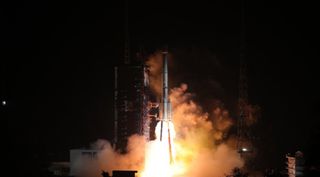 Liftoff of the Long March 3B from Xichang at 2:07 p.m. Eastern Nov. 18, 2018.