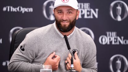 Jon Rahm speaks to the press ahead of The Open at Royal Troon