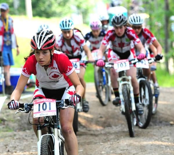 Canadian champion Laura Bietola gets the hole shot.