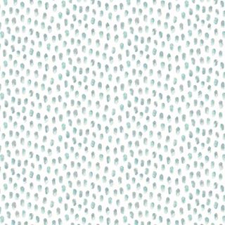 A square of wallpaper with hundreds of teal blue dots in wavy rows