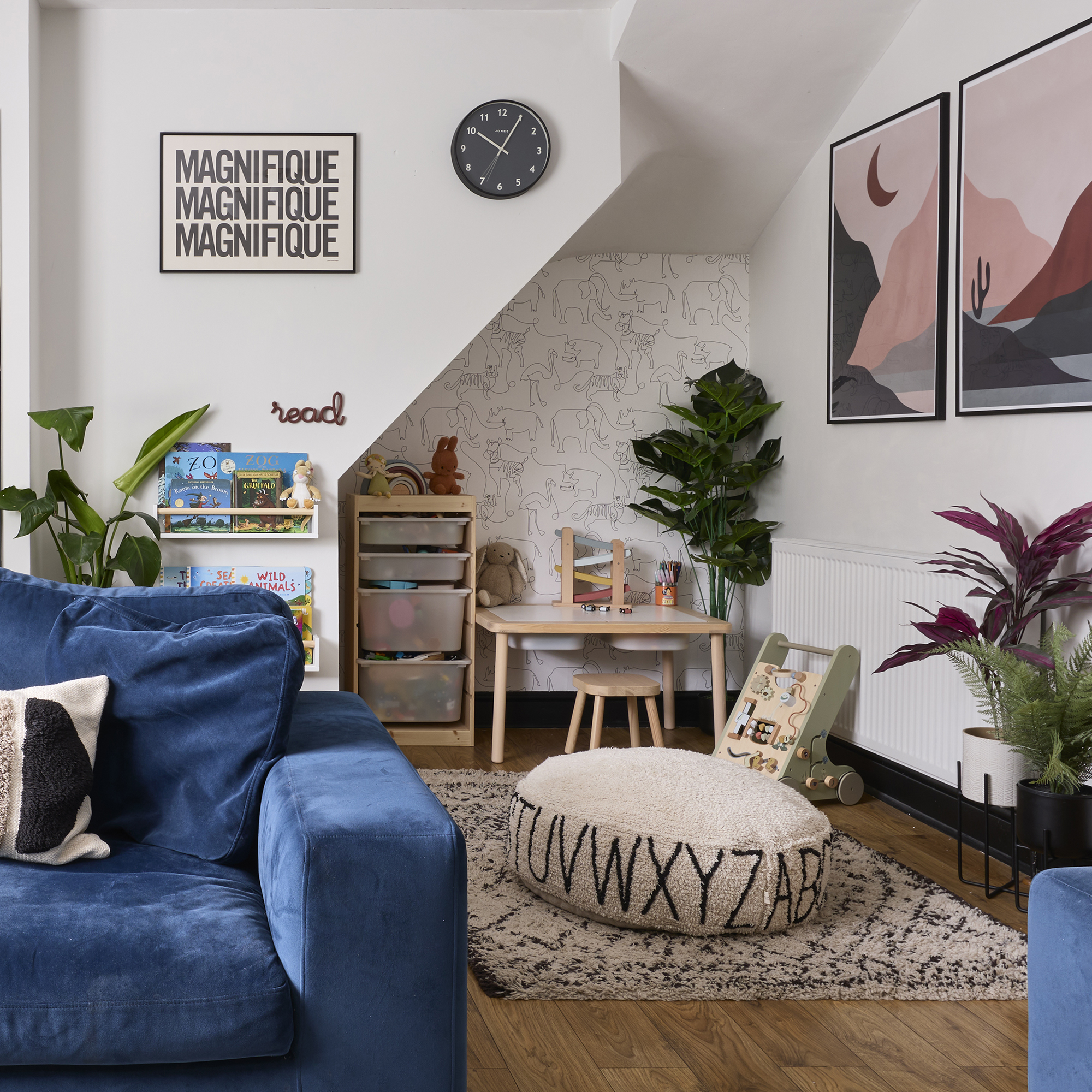 Living room with toy storage