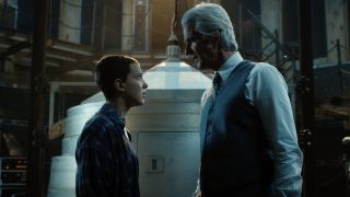 Millie Bobby Brown and Matthew Modine on Stranger Things