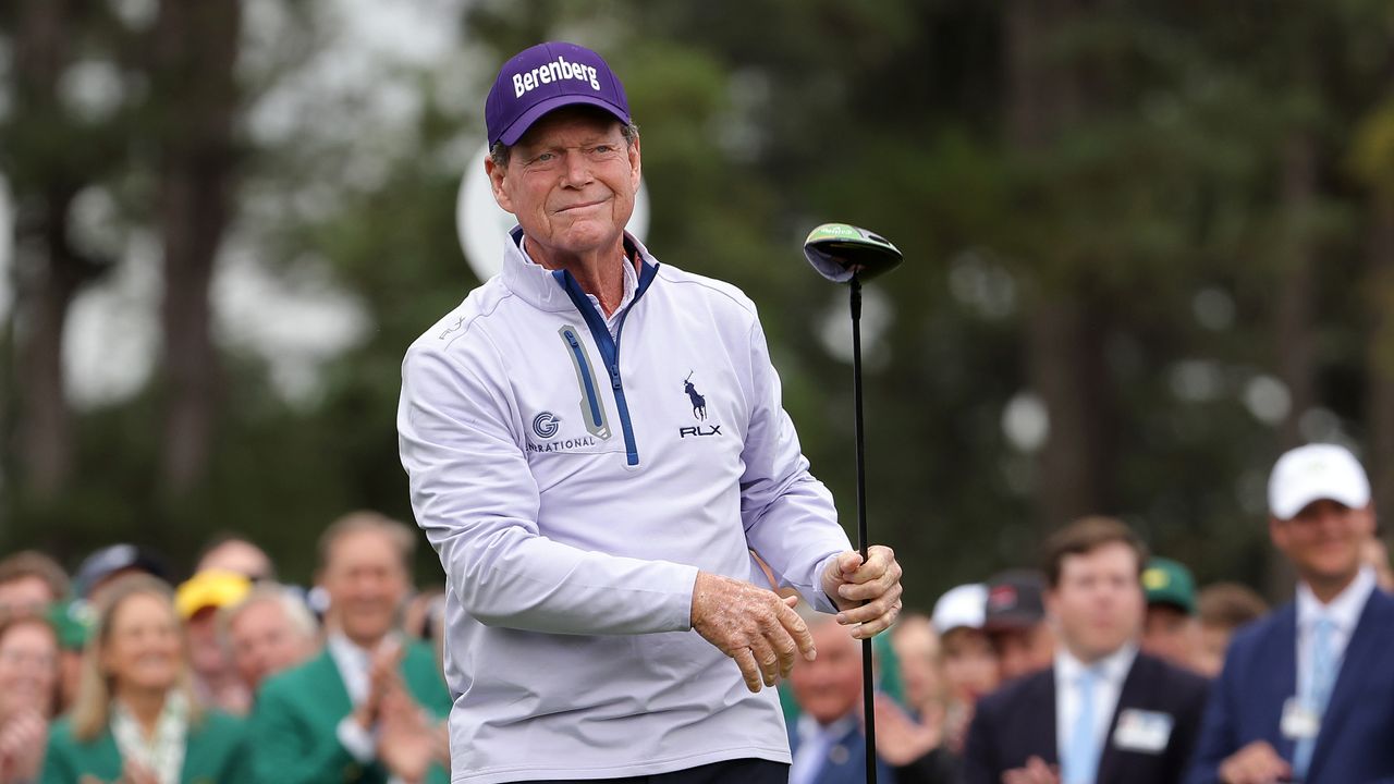 Tom Watson after hitting his ceremonial tee shot at Augusta National