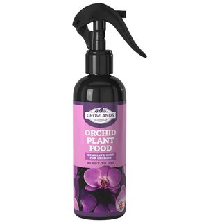 organic orchid feed in a spritz bottle to suggest how to care for orchids