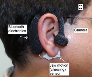 The diet tracker uses images and jawbone movement to estimate how much food the user is consuming.