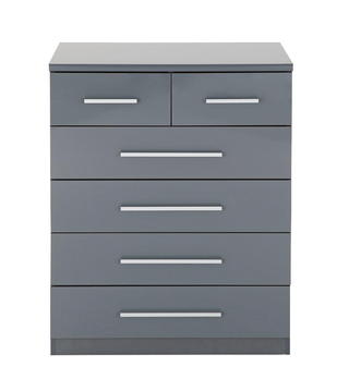prague high gloss chest of drawers in grey with metal handles