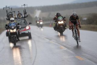 Jens Voigt is rain-proof: he led the attack for most of the stage