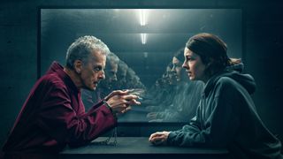 Peter Capaldi and Jessica Raine sit opposite each other for The Devil's Hour