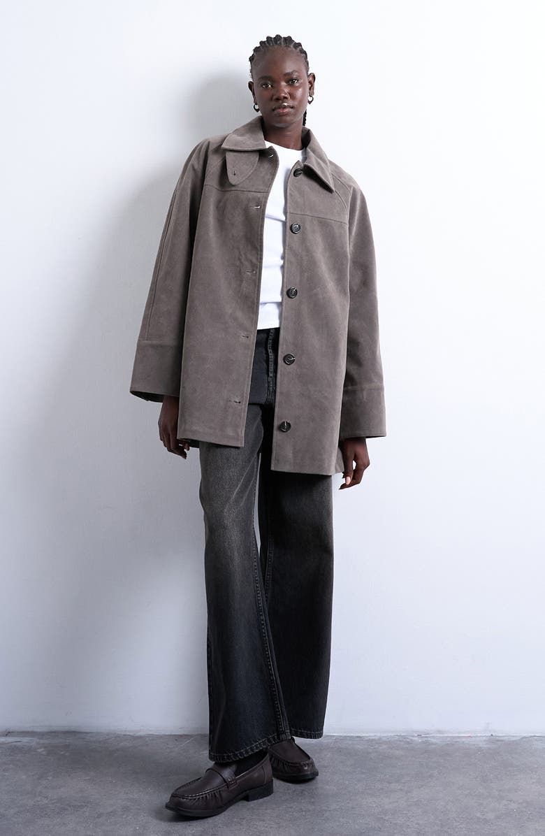 Faux Suede Car Coat
