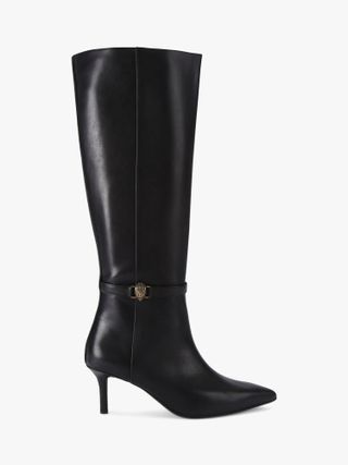 Kurt Geiger London Kensington Flexi Leather Pointed Knee High Boots, Black