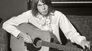 Photo of Neil YOUNG; shot in a Warner Brothers rented house in Chelsea, West London