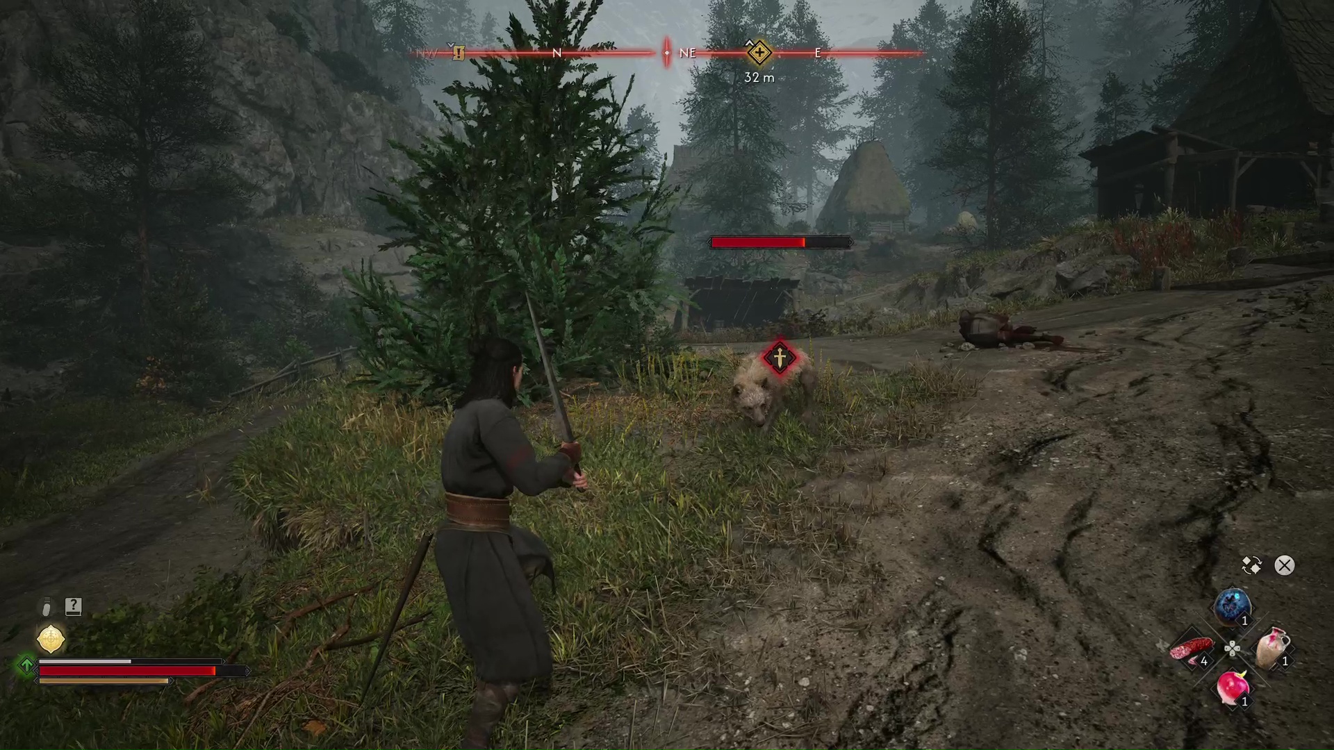 Coen fights a rabid dog in The Blood of Dawnwalker
