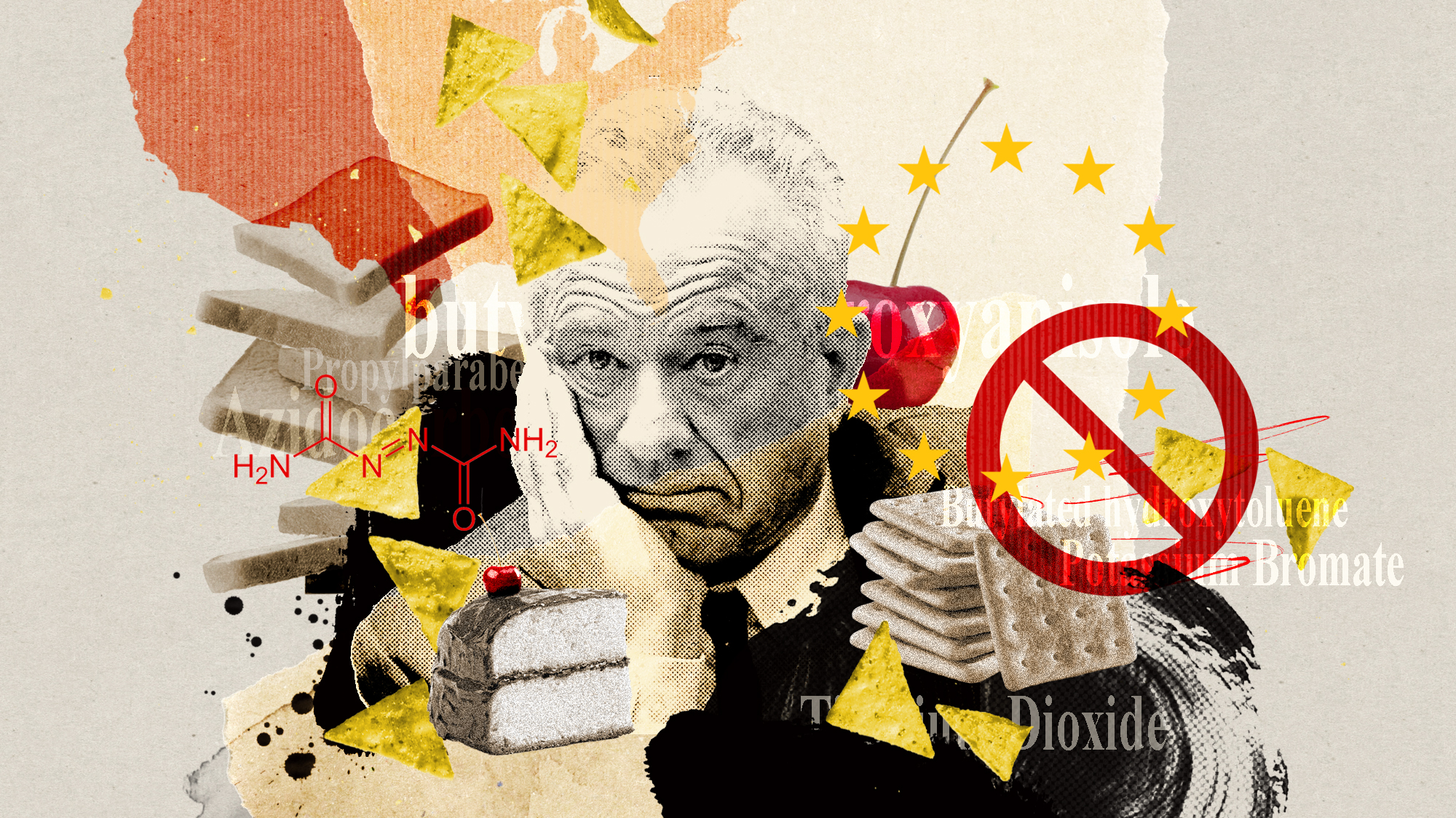 RFK Jr. in a collage with food ingredients