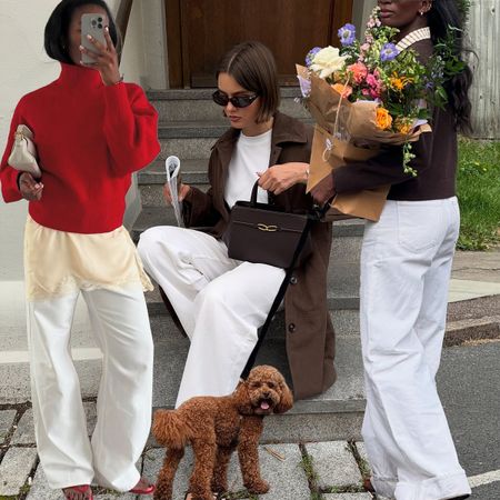 @maryljean; @nlmarilyn; @_livmadeline; wearing white denim outfits spring 2026