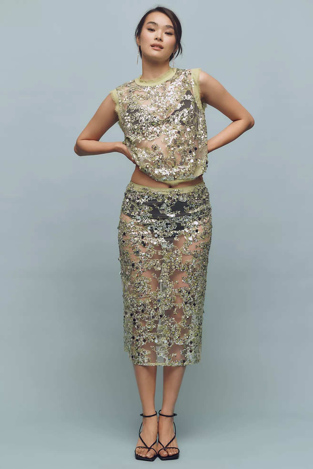 Baum Und Pferdgarten Shania Sequin Sheer Midi Skirt