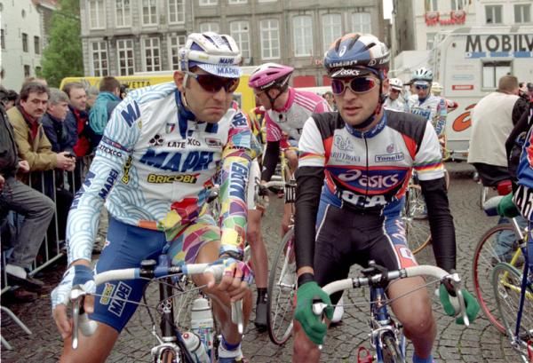 Johan Museeuw and Michele Bartoli on the start line in 1998
