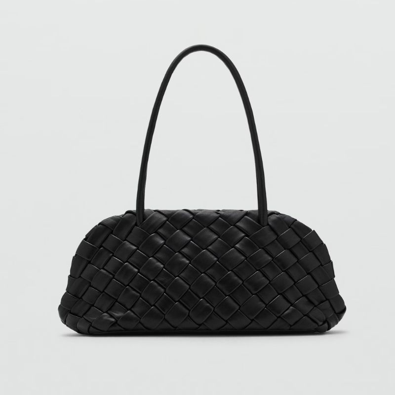 Mango , Braided Leather Shoulder Bag