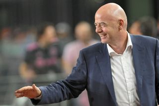 : FIFA president Gianni Infantino during the 2023 U.S. Open Cup Final between the Houston Dynamo FC and Inter Miami CF at DRV PNK Stadium on September 27, 2023 in Fort Lauderdale, Florida. (Photo by Roy Miller/ISI Photos/USSF/Getty Images for USSF)