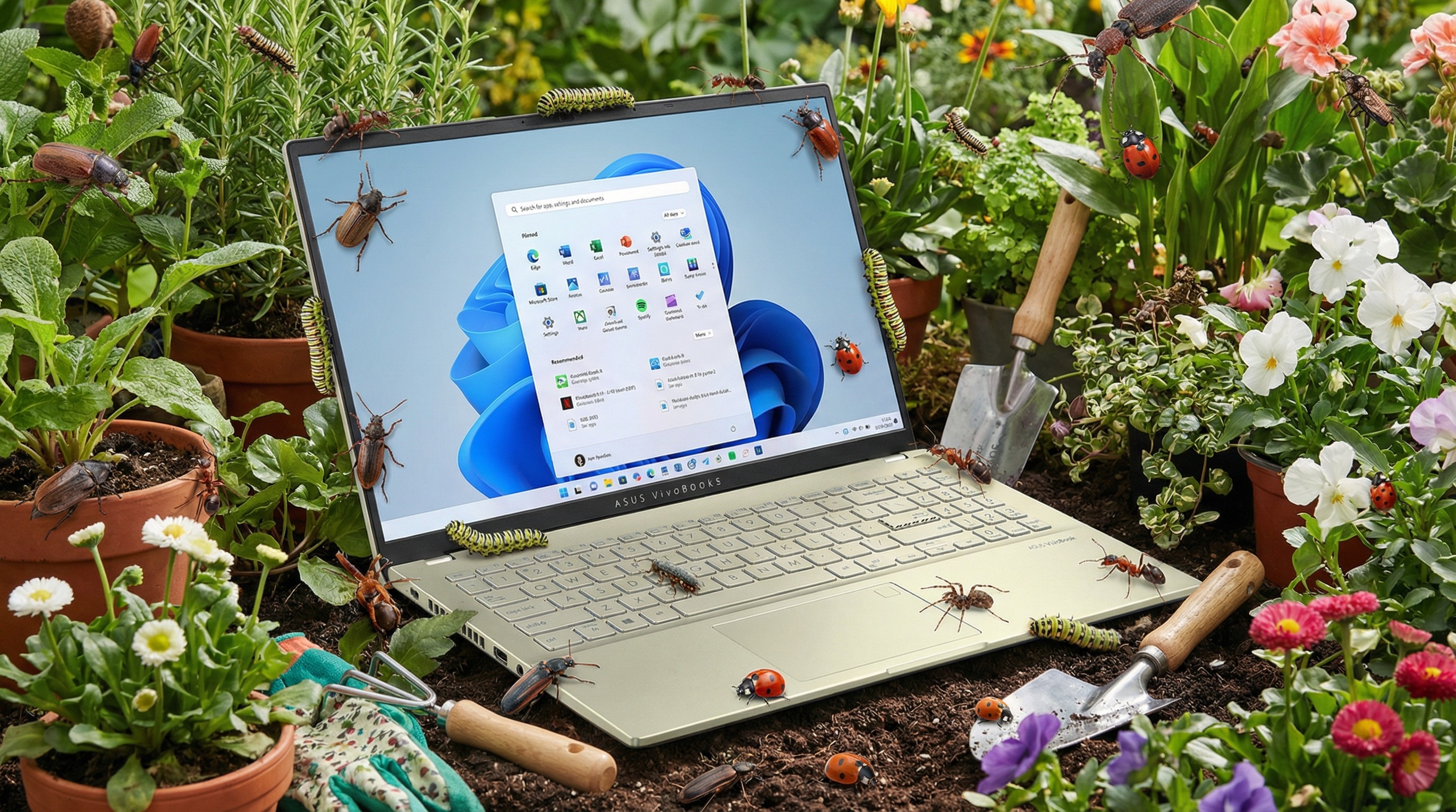 Windows 11 PC covered in bugs