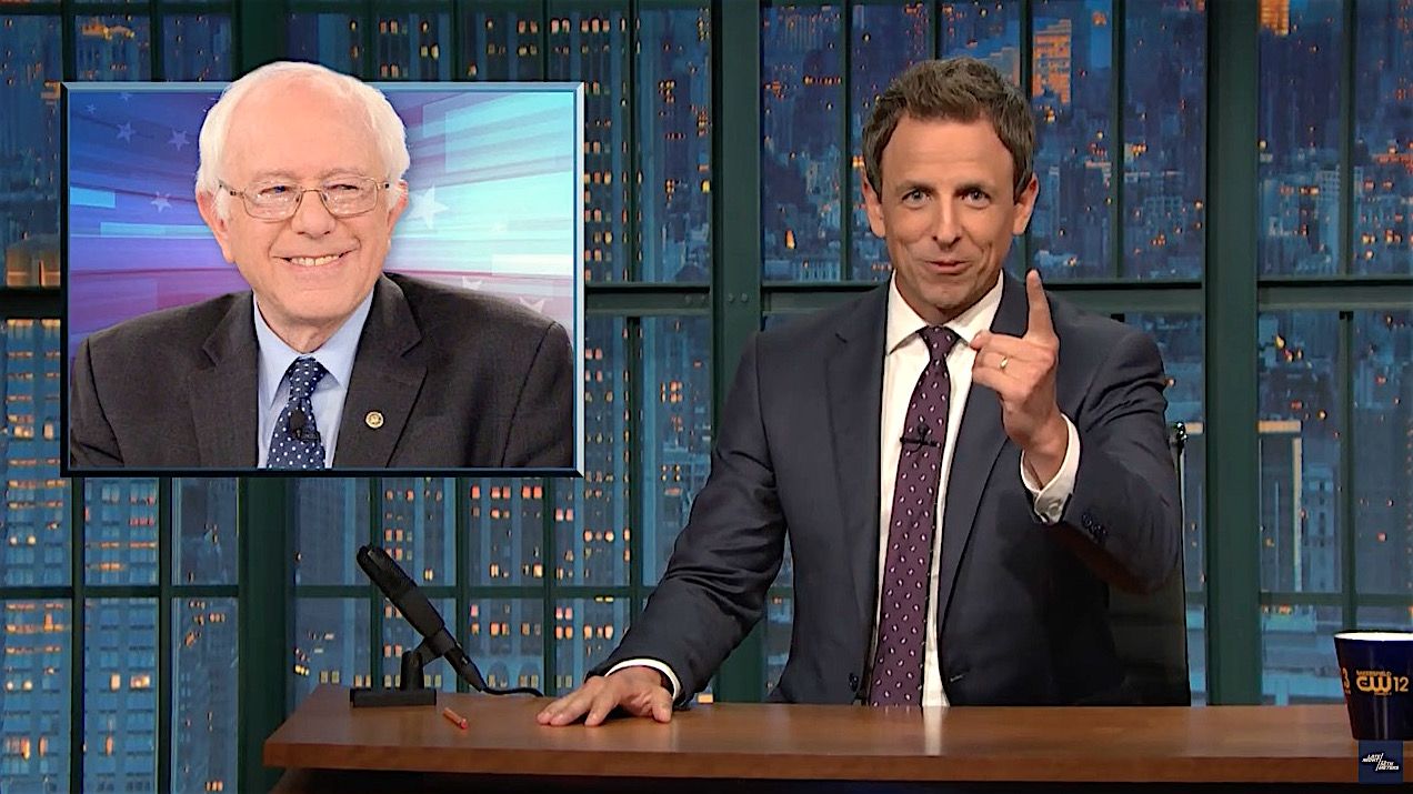 Seth Meyers congratulates Bernie Sanders on waiting to endorse Hillary Clinton