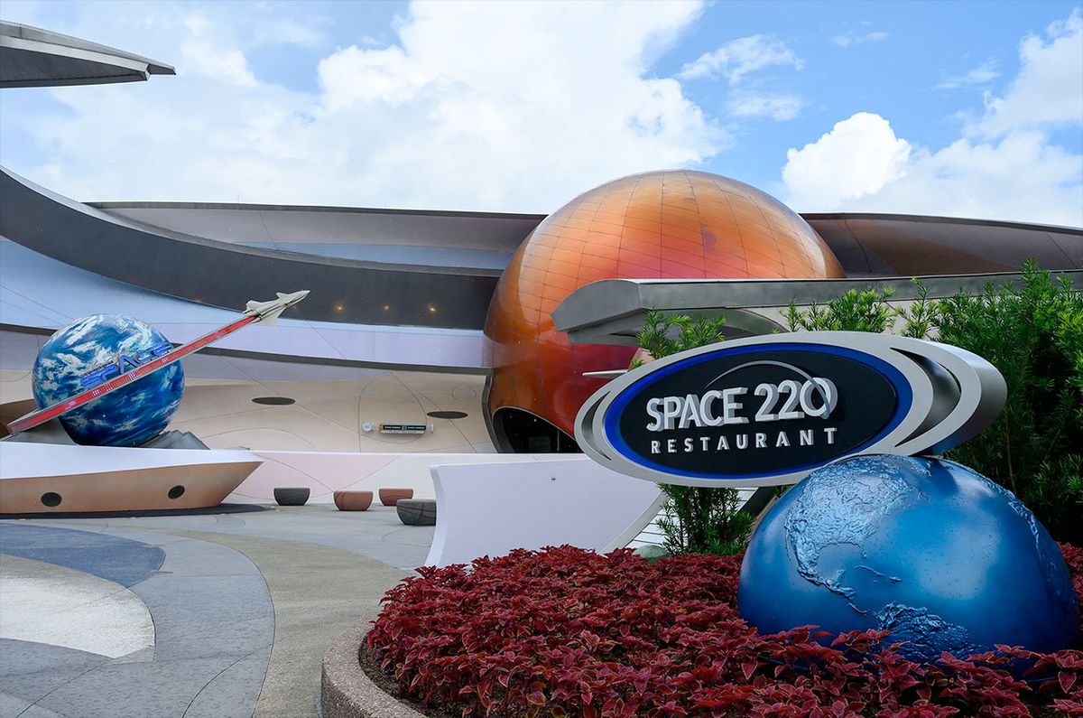 Space 220 Restaurant, part of the Mission: SPACE pavilion at Walt Disney World Resort&#039;s Epcot Center in Florida, invites guests to dine aboard a space station in Earth orbit. 