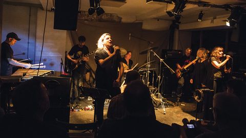 A photograph of Magma playing live