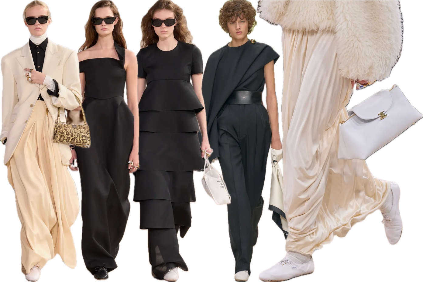 collage of celine runway