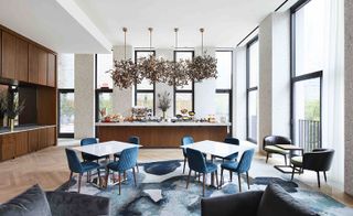 Dinning tables and wooden interiors