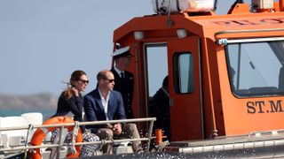 isles of scilly, united kingdom september 2 prince william, duke of cambridge and catherine, duchess of cambridge leave tresco on pegasus during a visit to the iscles of scilly in cornwall on september 2, 2016 in tresco, england photo by alex hucklegc images