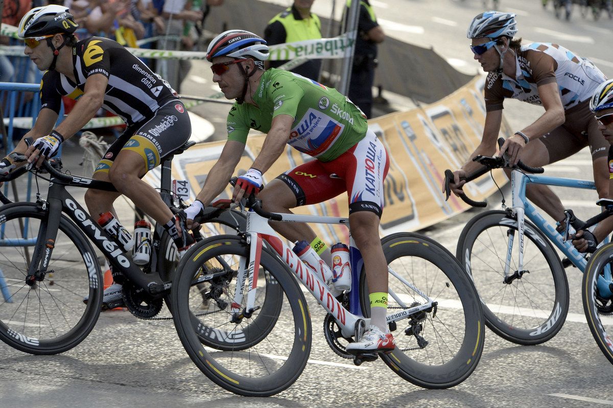 Joaquim Rodr&iacute;guez (Katusha) in the green jersey which he would lose to Alejandro Valverde by stage end