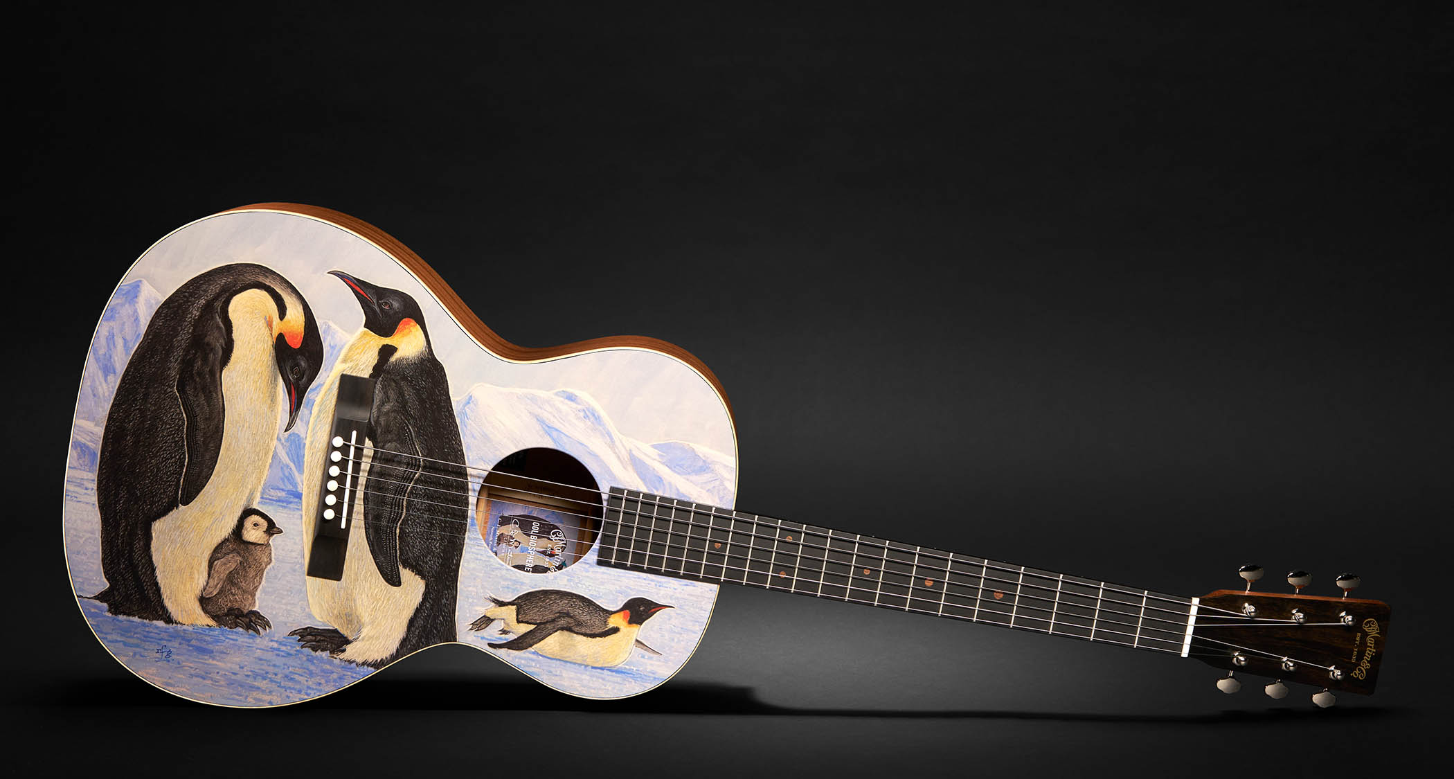 The Martin 00L Biosphere IV is created in tribute to the emperor penguin, and features a family of them on its graphic-finish top.