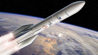 Artist's impression of the Arianespace 6 rocket in space.