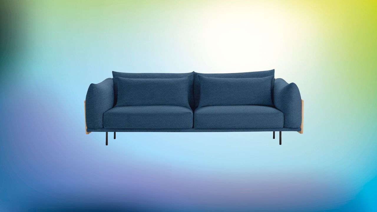 two seater blue sofa