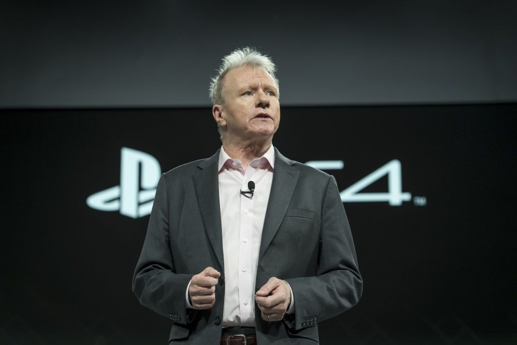 Sony&#039;s Jim Ryan speaking on a stage.