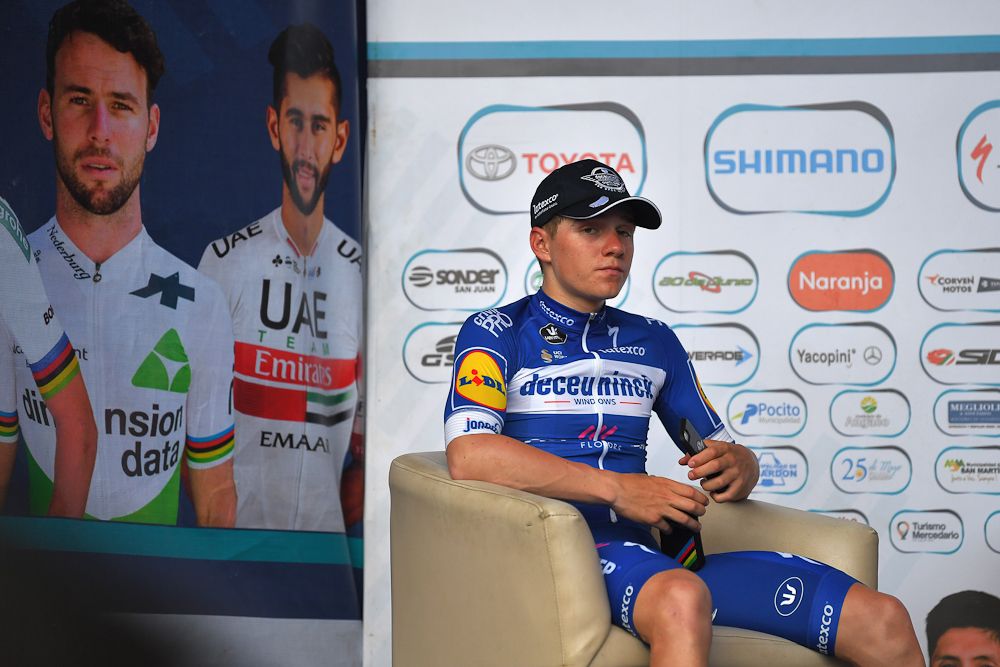Remco Evenepoel waits on the hotseat during stage 3 in San Juan