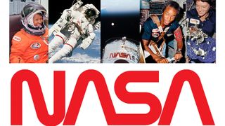 Selection of photos of astronauts + the NASA logo