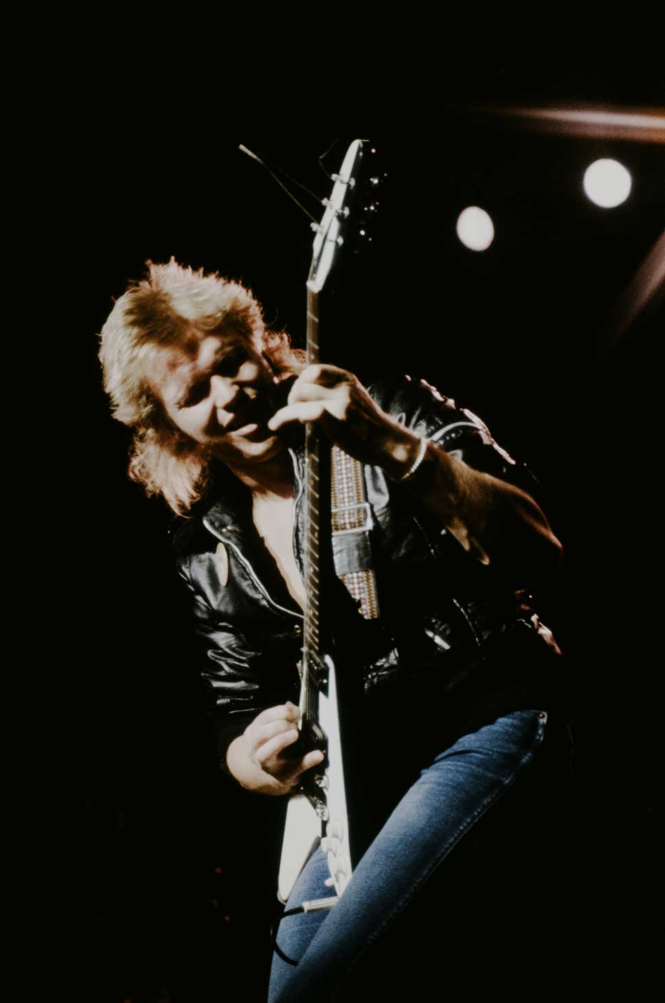 Michael Schenker and his band the Michael Schenker Group perform on stage during their first Japanese tour, Sunpalace Hall, Fukuoka, Japan, 17th August 1981.