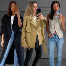 fashion collage of three influencers including Marianne Smyth, Anouk Yve, and Tylynn Nguyen wearing elevated skinny jean outfit ideas