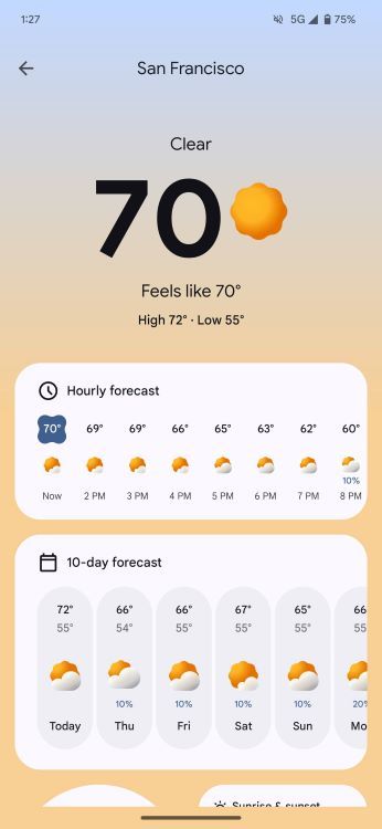 Updated Google Weather app for Pixel 9