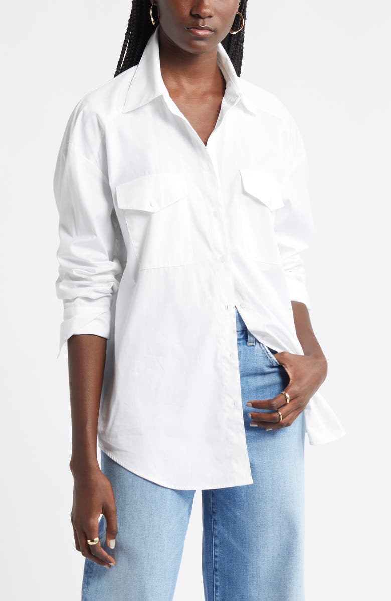 Poplin Two-Pocket Button-Up Shirt