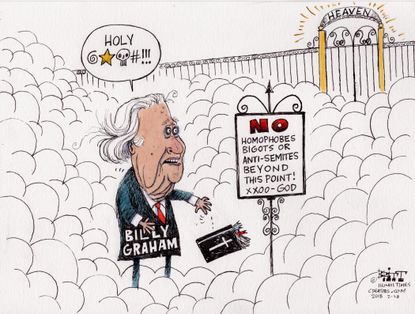 Political cartoon U.S. Billy Graham death Evangelicals