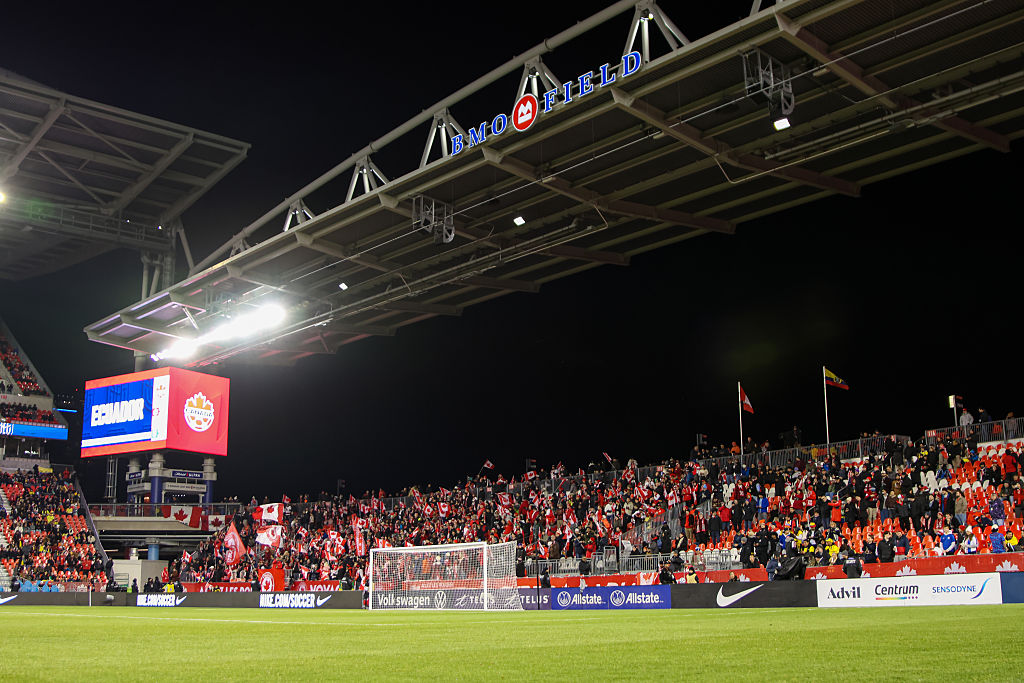 The atmosphere at BMO Field stadium in Toronto, Ontario, Canada, on November 13, 2025, is lively before the International Friendly match between Canada and Ecuador. (Photo by Indrawan Kumala/NurPhoto via Getty Images)
