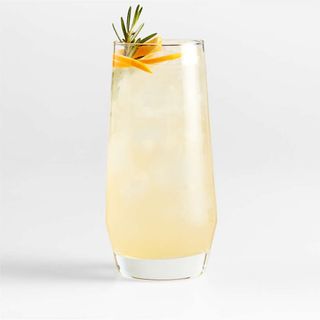 Crate and Barrel Schott Zwiesel Tour Highball Glass against a gray background.