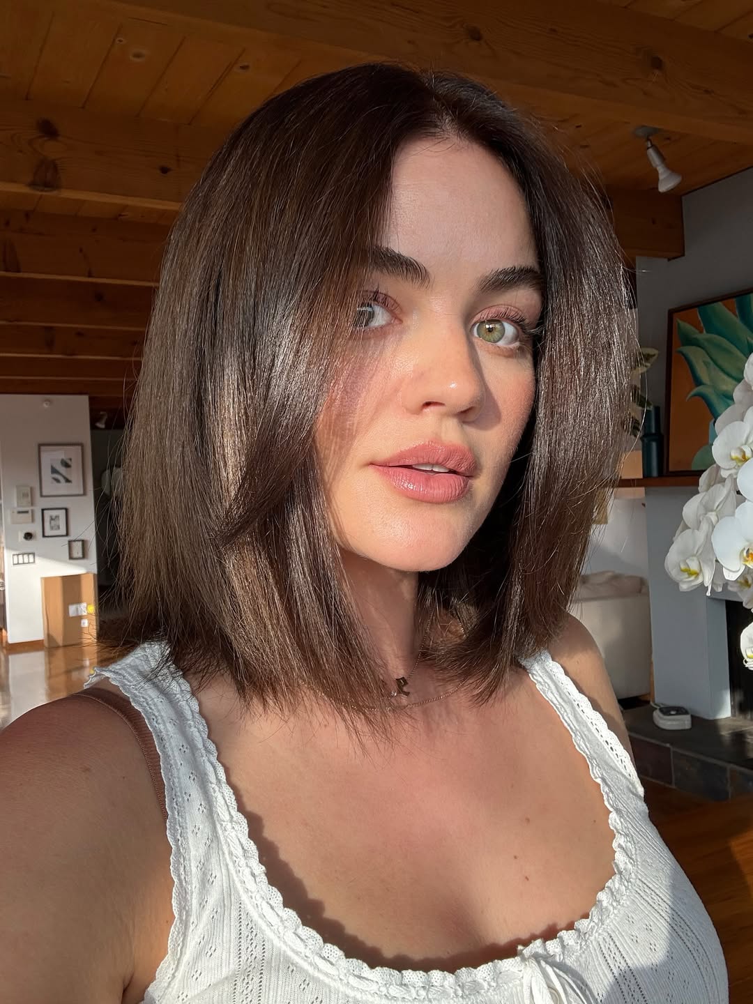 A light brown french bob by hair colorist Matt Rez on Lucy Hale